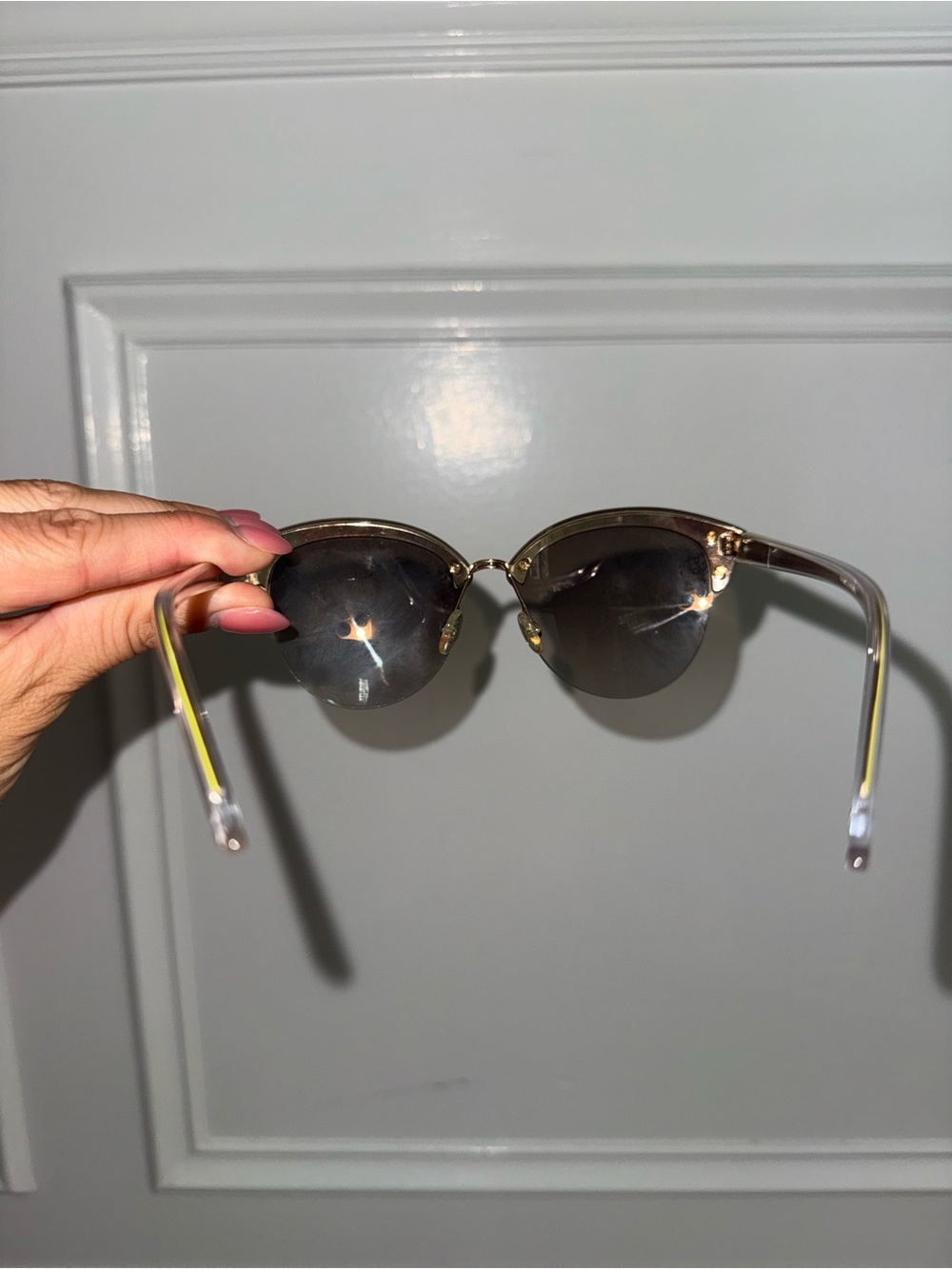 Dior Women's White and Gold Cat-Eye Sunglasses - Picture 4 of 7